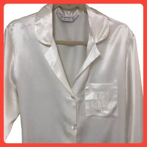 Vintage St Michael White Satin Sleep Shirt Women XL 16 18 Quiet Luxury Old Money
